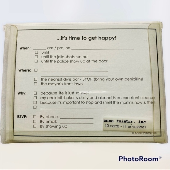 ANNE Taintor "I'm So Happy It's Happy Hour" 10 Retro Party Invitations - Picture 2 of 2